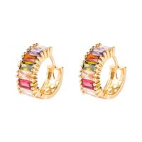 Simple Color Zircon Hollow Gold Plated Copper Earrings Wholesale Nihaojewelry main image 6