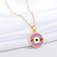 Retro Round Eye Diamond Pendant Alloy Clavicle Chain Wholesale Nihaojewelry sku image 3
