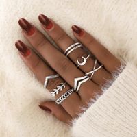 Vintage Moon Leaf Alloy Ring Set Nhpv152549 sku image 1