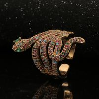 Vintage Cobra Shaped Copper Inlaid Zircon Ring Wholesale Nihaojewelry main image 4