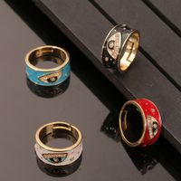 Simple Retro Color Oil Drop Devil Eye Inlaid Zircon Copper Ring Wholesale Nihaojewelry main image 4
