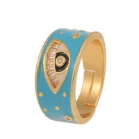 Simple Retro Color Oil Drop Devil Eye Inlaid Zircon Copper Ring Wholesale Nihaojewelry main image 6