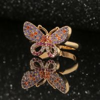 Fashion Butterfly Mermaid Copper Micro-inlaid Zircon Ring Wholesale Nihaojewelry main image 3