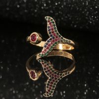Fashion Butterfly Mermaid Copper Micro-inlaid Zircon Ring Wholesale Nihaojewelry main image 4