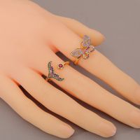 Fashion Butterfly Mermaid Copper Micro-inlaid Zircon Ring Wholesale Nihaojewelry main image 5