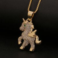 New Pony Pendant Micro-inlaid Zircon Copper Necklace Wholesale Nihaojewelry main image 3