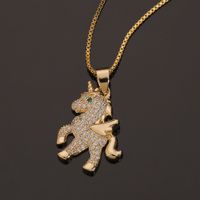 New Pony Pendant Micro-inlaid Zircon Copper Necklace Wholesale Nihaojewelry main image 4