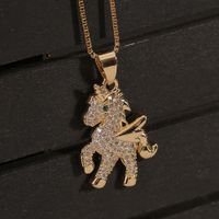 New Pony Pendant Micro-inlaid Zircon Copper Necklace Wholesale Nihaojewelry main image 5