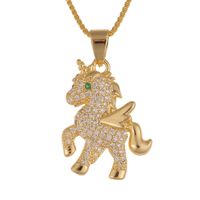 New Pony Pendant Micro-inlaid Zircon Copper Necklace Wholesale Nihaojewelry main image 6