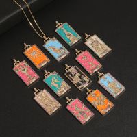 Fashion New Oil Drop Tarot Pendant Copper Zircon Necklace Wholesale Nihaojewelry main image 1