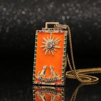Fashion New Oil Drop Tarot Pendant Copper Zircon Necklace Wholesale Nihaojewelry main image 4