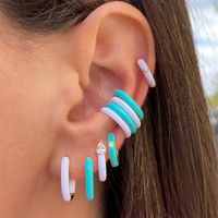 Simple Solid Color Zircon Coppe Earrings Wholesale Jewelry Nihaojewelry main image 2