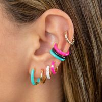 Simple Solid Color Zircon Coppe Earrings Wholesale Jewelry Nihaojewelry main image 3