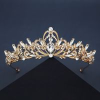 Vintage Elegant Crown White Yarn Headdress Alloy Diamond Headband Bridal Hair Jewelry sku image 2