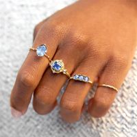 18k Fashion Light Blue Inlaid Zircon Copper Ring Wholesale Nihaojewelry main image 3