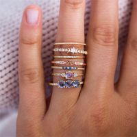 18k Fashion Light Blue Inlaid Zircon Copper Ring Wholesale Nihaojewelry main image 4