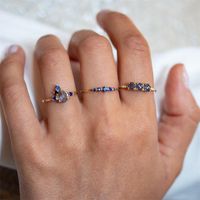 18k Fashion Light Blue Inlaid Zircon Copper Ring Wholesale Nihaojewelry main image 5