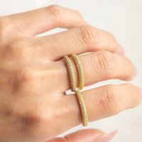 18k Retro Circle Inlaid Zircon Copper Ring Wholesale Nihaojewelry main image 4