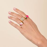 Vintage Fashion Smiley Inlaid Zircon Color Oil Drip Open Copper Ring Wholesale Nihaojewelry main image 3