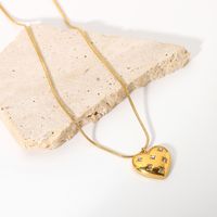 Fashion Stainless Steel Heart-shaped 18k Gold-plated Zircon Inlaid Necklace Wholesale Nihaojewelry main image 5