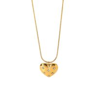 Fashion Stainless Steel Heart-shaped 18k Gold-plated Zircon Inlaid Necklace Wholesale Nihaojewelry main image 6