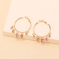 Retro C-shaped Purple Rhinestone Big Circle Earrings Wholesale Nihaojewelry main image 5