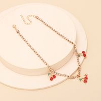 Internet Influencer Cold Style Fruit Cherry Necklace Female Niche Design Light Luxury Rhinestone Temperament Choker Clavicle Chain main image 2