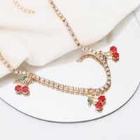 Internet Influencer Cold Style Fruit Cherry Necklace Female Niche Design Light Luxury Rhinestone Temperament Choker Clavicle Chain main image 4