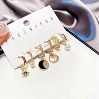 Fashion Inlaid Zircon Pearl Star Geometric Earrings Set Wholesale Jewelry Nihaojewelry main image 3