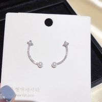 Korean Imitation Pearl Curved Zircon Micro-inlaid Earrings Wholesale Nihaojewelry main image 3