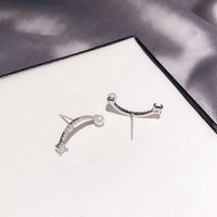 Korean Imitation Pearl Curved Zircon Micro-inlaid Earrings Wholesale Nihaojewelry main image 6