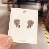 Korean Zircon Micro-inlaid Rose Flower Earrings Wholesale Nihaojewelry main image 4