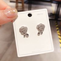 Korean Zircon Micro-inlaid Rose Flower Earrings Wholesale Nihaojewelry main image 5
