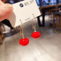 Korean Red Ball Pendant Copper Earrings Wholesale Nihaojewelry main image 4