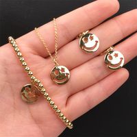 Simple Copper Gold-plated Smiley Face Necklace Earring Set Wholesale Nihaojewelry main image 1