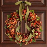 Hong Kong Love Cross-border Gratitude Autumn Color Door Hanging Hydrangea Garland Door Hanging Artificial Flower Decorations Pastoral Style Wall Hanging main image 5