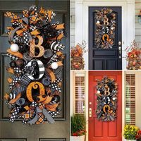 Hong Kong Love Cross-border Halloween Garland Door Hanging Wreath Ghost Festival Horror Pumpkin Garland Door Card Garden Decoration Pendant main image 2