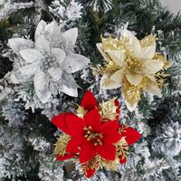 Hong Kong Love Christmas Decoration Flower Gold And Silver Red Three-layer Plastic Flowers Three-dimensional Christmas Flower Christmas Tree Decorations main image 3