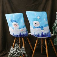 Hong Kong Love Christmas Luminous Chair Cover With Lights Christmas Blue Old Snowman Chair Cover Restaurant Decoration Chair Cover main image 3