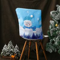 Hong Kong Love Christmas Luminous Chair Cover With Lights Christmas Blue Old Snowman Chair Cover Restaurant Decoration Chair Cover main image 5