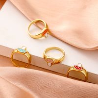New Painting Oil Mushroom Ring Europe And America Creative Metal Cute Fun Colorful Oil Necklace Ring Rings Female main image 3
