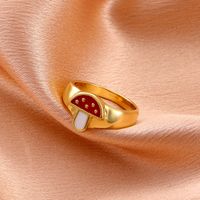 New Painting Oil Mushroom Ring Europe And America Creative Metal Cute Fun Colorful Oil Necklace Ring Rings Female main image 4