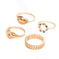 Fashion Hollow Carved Shell Color Rhinestone Ring 4 Piece Set Wholesale Nihaojewelry main image 5