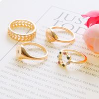 Fashion Hollow Carved Shell Color Rhinestone Ring 4 Piece Set Wholesale Nihaojewelry main image 6