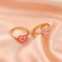 Cross-border New Arrival Dripping Oil Love Heart-shaped Ring Europe And America Creative Colorful Oil Necklace Boots Simple Bracelet Ring Rings Little Finger Ring Women main image 3