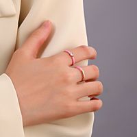 Fashion Simple Color Oil Dripping Geometric Copper Inlaid Zircon Ring 2-piece Set main image 6