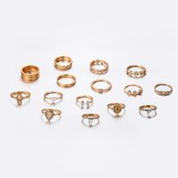 Grenz Überschreiten Des Neues Ringset Europäische Und Amerikanische Mode Opal Jesus Relief Ring Diamant 15-teiliges Set Ring Girl main image 5