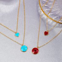 New Multilayer Multicolor Nectarine Heart Pendent Necklace Wholesale Nihaojewelry main image 3
