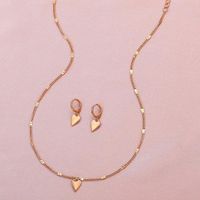 Simple Heart-shaped Earrings Necklace Two-piece Set Wholesale Nihaojewelry main image 3
