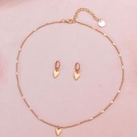 Simple Heart-shaped Earrings Necklace Two-piece Set Wholesale Nihaojewelry main image 5